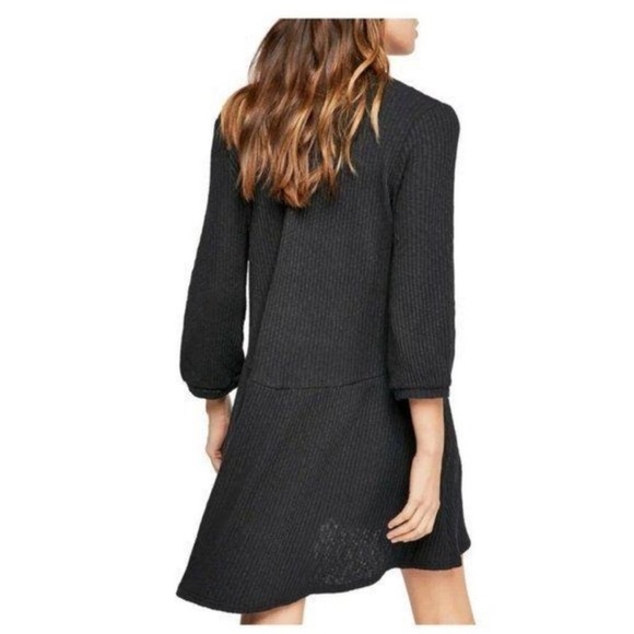 Free People Beach Blossom Ribbed Button Up Dress Black Size Small - Picture 4 of 11